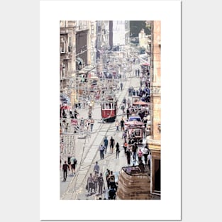 City art of Istiklal walking street in Istanbul Posters and Art